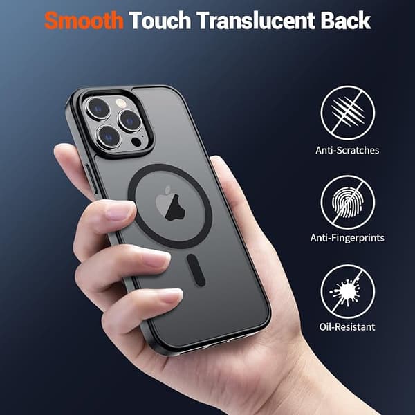 SUPFINE Magnetic Case for iPhone 14pro, MagSafe Compatible, Military Grade Drop Protection, Translucent Matte Shockproof Slim Case, Black iphone14pro black