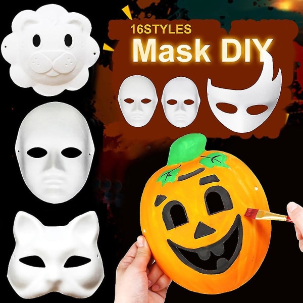 Tyhjä värillinen maalaus naamio Cosplay Pulp Mask päiväkodin tee-se-itse tarvikkeita Jikaix Auspicious Beast