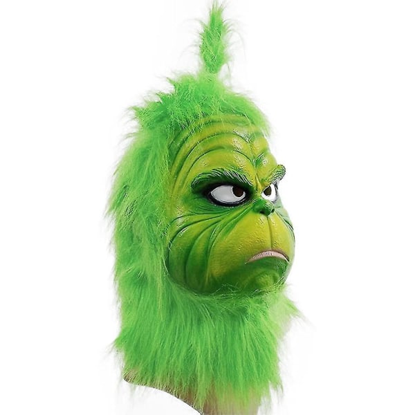 Joulu The Grinch Full Head Latex Mask Xmas Hat Monster Adult Gloves The Grinch  Christmas Mask C