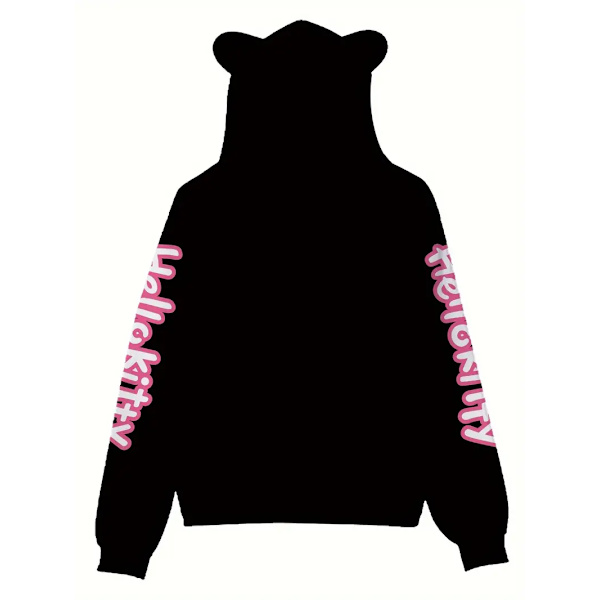 Hoodies med tecknad film, avslappnad stickad tröja med fickor, vuxna långärmade hoodies, lämplig för gåvor och samlingar A black L