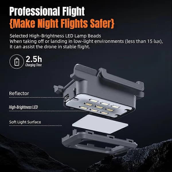 STARTRC Natlys Landingsstel til DJI Neo 2 Drone Tilbehør Quick Release Natflyvningslys Stativ Genopladeligt Grå