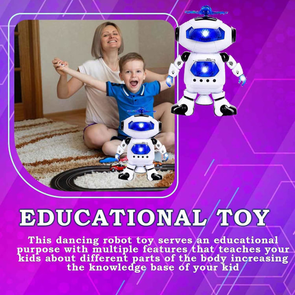 Walking Robot Toys For Kids - 360 Body Spinning Dancing Robot Toy Med LED-ljus som blinkar och musik, Smart Interactive Electronic Kids Robot Toy