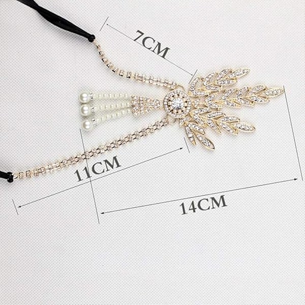 Art Deco 1920-talls Flapper Great Gatsby Blad Bryllup Brud Tiara Perle Hodeplagg Hodebånd Gold
