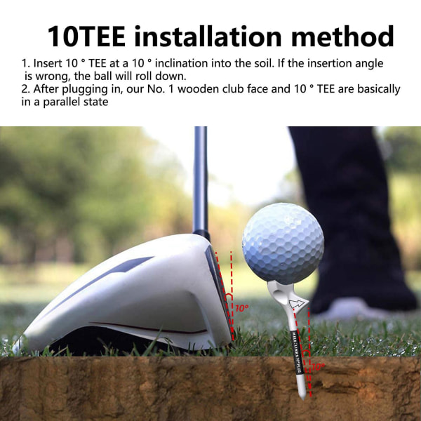 10 stk Golf Tees Slidbestandige Bærbar Skrå Indsættelse Reducer friktion Professionel Øg afstand Kompakt 10 grader Golf Ball Tees Golf Acce