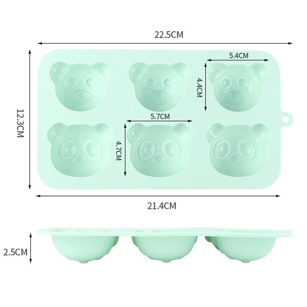 Silikonkakeform 6 hulrom matkvalitet BPA-fri varmebestandig non-stick tegneseriebjørn sjokoladekakeform bakeverktøy Light Purple