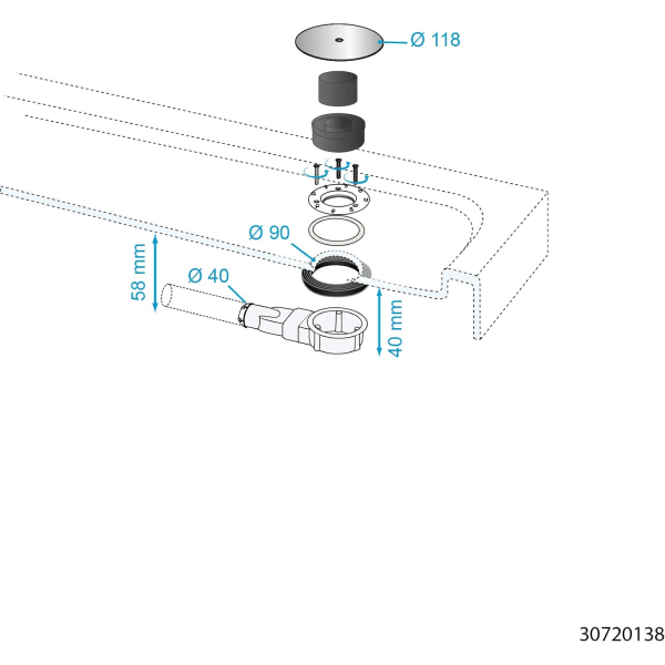 Abs dome ekstra-flad bruseafløb, hvid