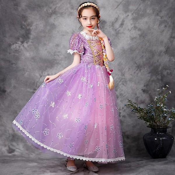 Tyttö Prinsessa Rapunzel -mekko Tyttö Prinsessa -asu tarvikkeilla Prinsessa -mekko Tulle Maxi Syntymäpäiväjuhlat Cosplay 110cm