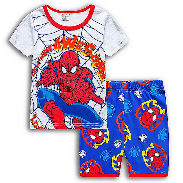 2-delt sett med Spiderman-pysjamas for gutter med korte ermer White Blue 7-8 Years