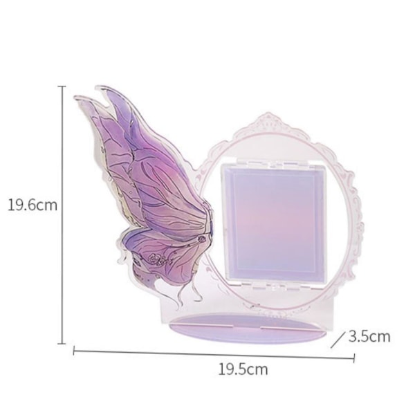 Roterbar akryl fotoramme Standee Ornament Creative Butterfly Album Postkort DIY Opbevaring Desktop Display Stande 3-tommer billedholder Fødselsdagsgave Purple