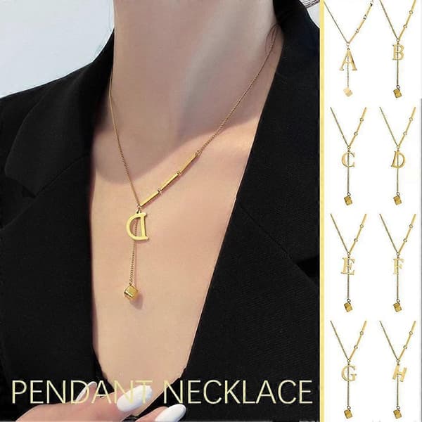 Halskjede med initialbokstav i rustfritt stål for kvinner