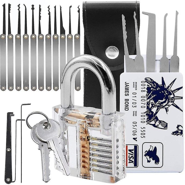 Lock Pick Set, 20-piece Premium Practice Lock Picking Tools With Transparent Training Padlocks-yu