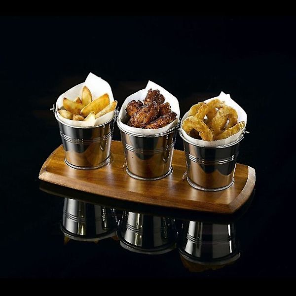 12 stk. Mini Tinplate Metal Spand Icing Pommes Frites Tin Spande - 10,5x7,2x10,5cm (sølv)