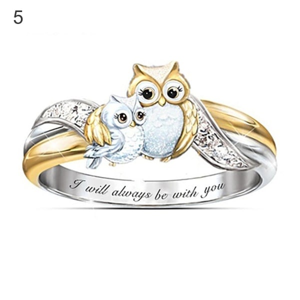 Ring inre bokstäver som antyder faux borr smycken presenter Animal Owl Ring för jul 5