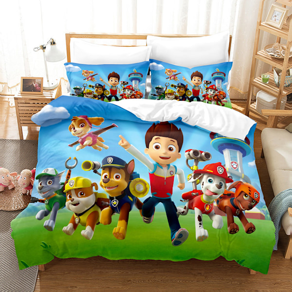 Tecknad Paw Patrol 3D digitaltryck tredelat lakan täcke överdrag