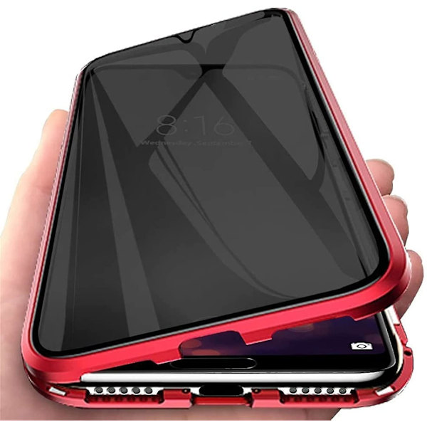 Anti-peep magnetisk dobbeltsidet hærdet glas beskyttende etui kompatibel med Samsung Galaxy S22 Ultra Red