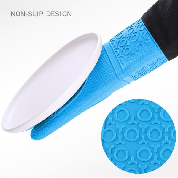 Thicken Silicone Oven Mitts Heat Resistant Non-Slip For Kitchen Cooking Baking Red