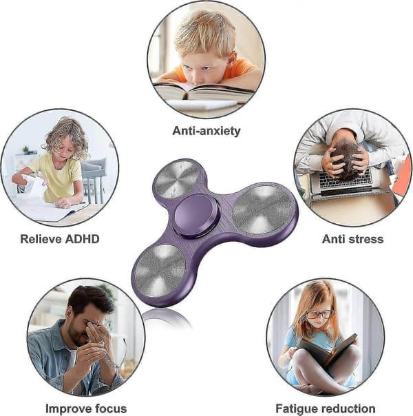 Fidget Spinner-legetøj i rustfrit stål - højpræcision til stresslindring Purple