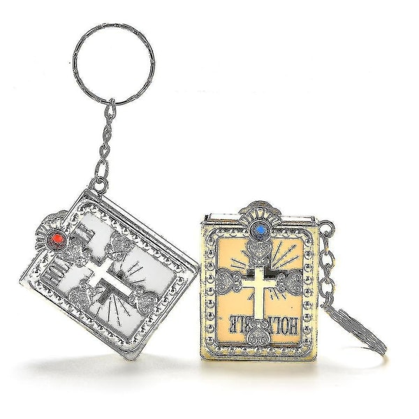 1st Mini Bible Keychain Engelska Bibelns religiösa Kristen Jesus cover Shytmv gold