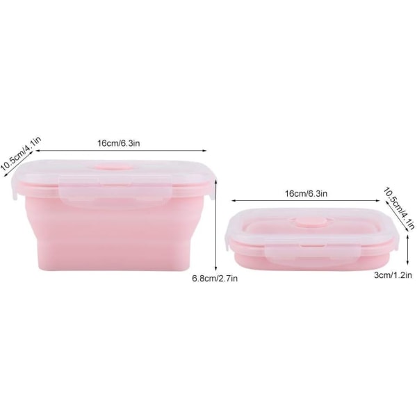 Set Bärbar hopfällbar silikonmatlåda för kök, mikrovågsugn, frys Rosa 500  ml e724 | Fyndiq