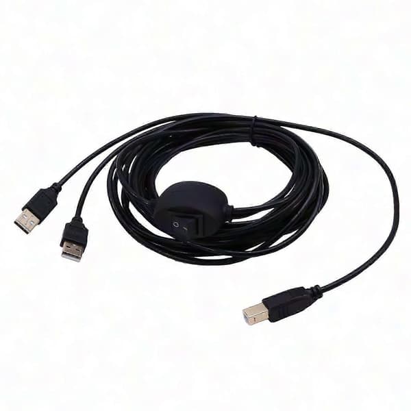 USB A til B Han-til-Han Printerkabel, 2-i-1 Dobbelt Computer Printer Splitter Tilslutningsløsning Black B