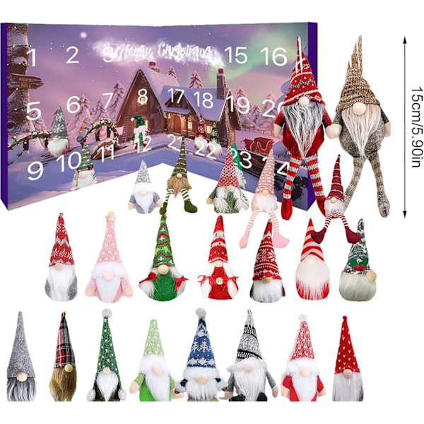 Jultomte Adventskalender Tomte Plyschleksak Adventskalender Rolig Nedräkningskalender 24 Dagars Nedräkning Julpynt Tomtedock Samlarobjekt C