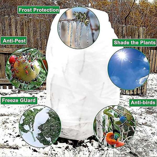 Sæt med 2 vinterbeskyttelse til planter, beskyttelse mod frost, vinterbeskyttelse til planter, stor pose med potteplanter, 60 x 80 cm