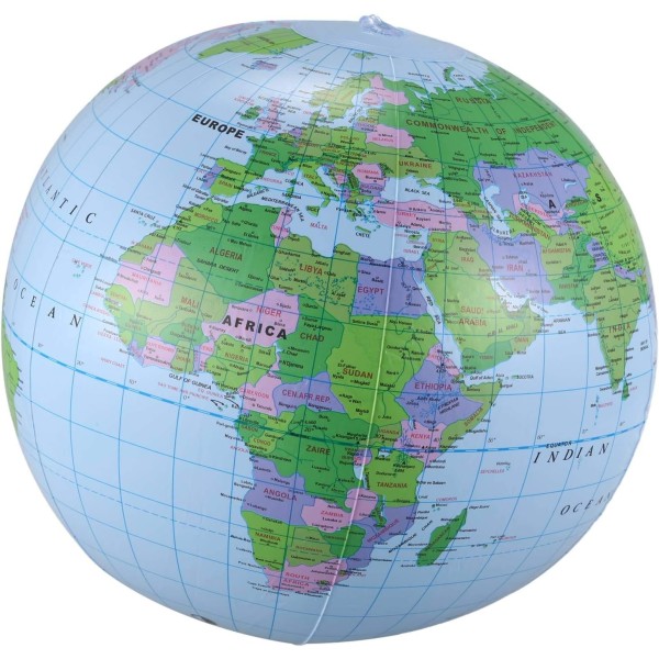 16 Tommer World Globe Oppustelig Globe Legetøj Geografi Training Globe 40 cm, Blå