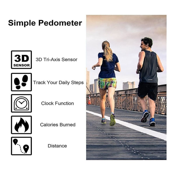 1kpl Askelmittari 3D askellaskuri kävelyyn, kannettava askelmittari, tarkka askellaskuri ja näyttö