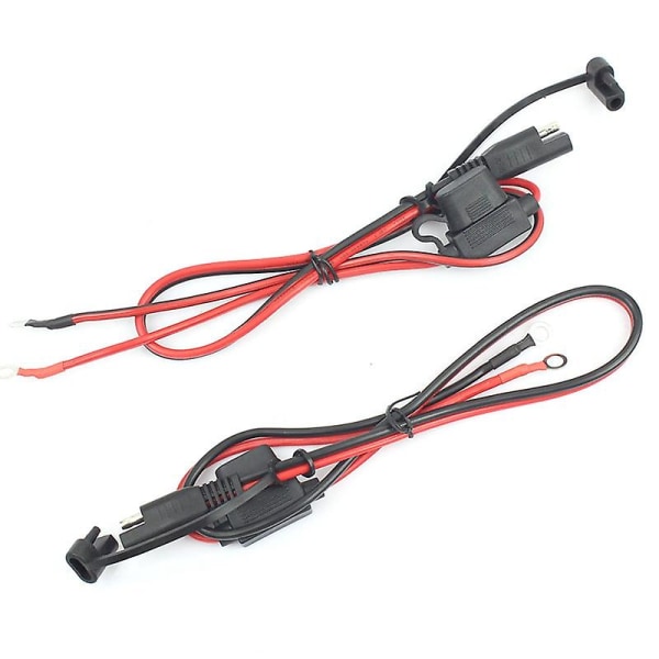 Foxsur 2pcs Motorcycle Battery Charger Sae Charging Cable Sae Quick Disconnect Plug To 12v Ring Ter