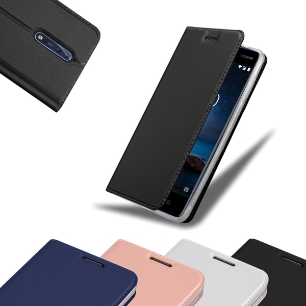Nokia 8 2017 Handy Hülle Cover Case - Matte Oberfläche mit Kartenfach CLASSY SILVER 8 2017