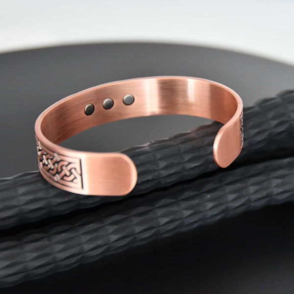 Kopparmagnetiskt armband för män 9  Ultraljudsstyrka magneter Brazaletes 99,99% Solid Pure Copper Cuff Bangles (Justerbar storlek) (Ax)