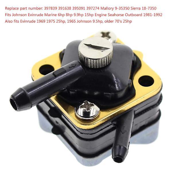 Johnson Evinrude 6 hv 8 hv 9,9 hv 15 hv korkeapaineperämoottorin polttoainepumppu