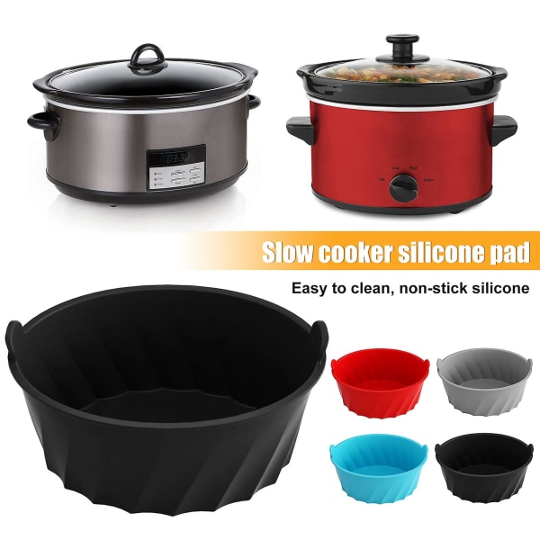 Gjenbrukbar silikon Slow Cooker Liner Safe Cooking Solutions Food-Grade Non-Stick Surface Pot-tilbehør Grey