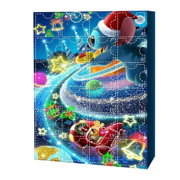 Stitch 2023 joulun adventtikalenteri, joulun 24 päivän lähtölaskentakalenterit, 24 kpl söpöjä piirrettyjä ommelhahmoja sokealaatikkolahjoja