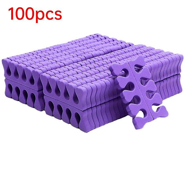 200 st/förpackning Nagelkonst Tåseparatorer Fingrar Fötter Svamp Mjuk Uv Gel Polish Skönhetsverktyg Manikyr Pedikyr Pack Nagelkit purple-100pcs