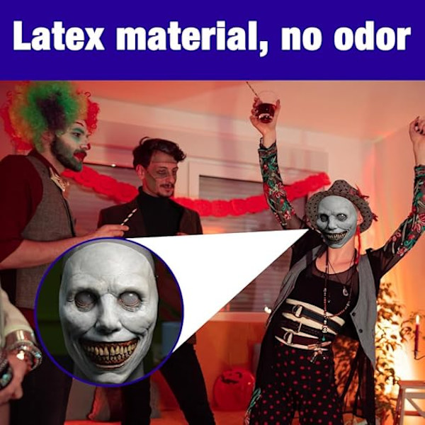 Halloween-naamio, Pelottava Naamio Aikuisten, Pelottava Halloween-naamio, Halloween-koristeet Kauhu Paha Kasvot Puolue Cosplay Cosplay Puolue Lahja Valkoinen