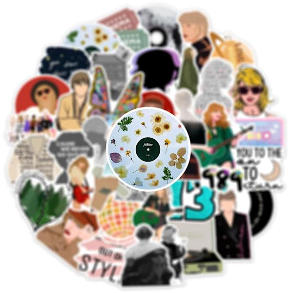 50 kpl Taylor Swift -tarroja kestävä trendikäs vinyyli kannettava tietokoneen tarra fanit tarrapakkaus vesipulloille, tietokone lahjat