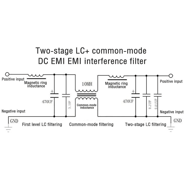 20A DC LC-filter EMI elektromagnetisk interferensfilter Emc Fcc højfrekvent strømfiltrering til 12V 24V 48V bil Yellow