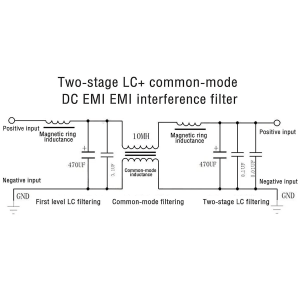 20A DC LC-filter EMI Elektromagnetiskt störningsfilter Emc Fcc Högfrekvent power för 12V 24V 48V bil Yellow