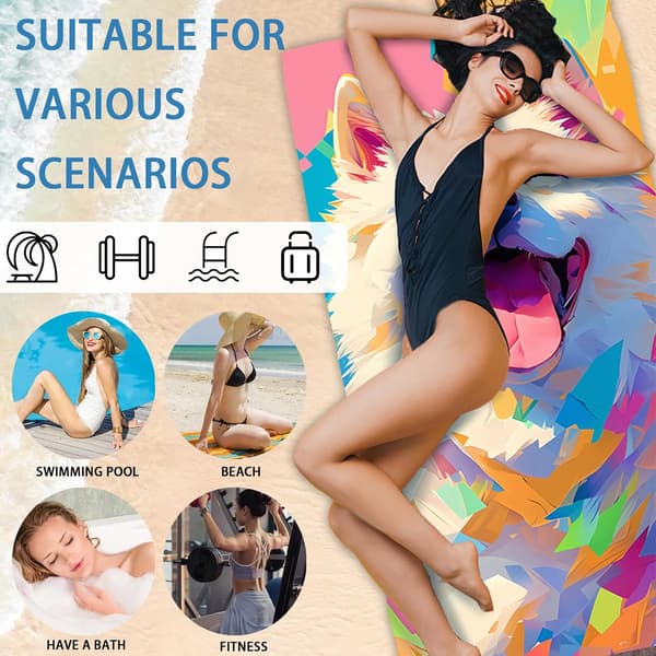 New Beach Towel Backpack with Storage Function, 140 x 70 cm 2-in-1 Foldable Printed Bath Towel YTB-001-21