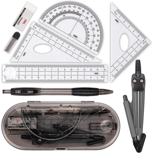 Compass Set, Compass For Geometry Math Geometry Kit 8 delar - Studentmaterial Ritning Compass, Pro