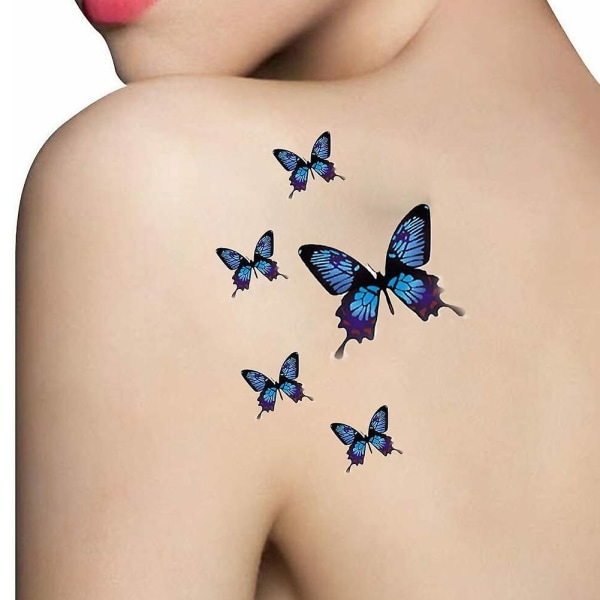 Perhoset 3D monivärinen tilapäinen tatuointi väärennetyt naiset