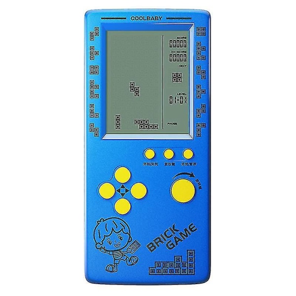 Rs-100 Tetris Game Console Klassiskt blockspel Pusselspel Spelare Handheld Game Machine Brick Games Beyamis Tw Blue