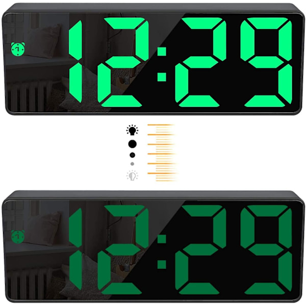 Digitalt vækkeur, stort LED-display og snooze-funktion, justerbar lysstyrke, USB-oplader vækkeur til soveværelse, stue, kontor