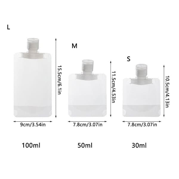 10-pakning, Gjenfyllbare flasker, posepakke 50ml