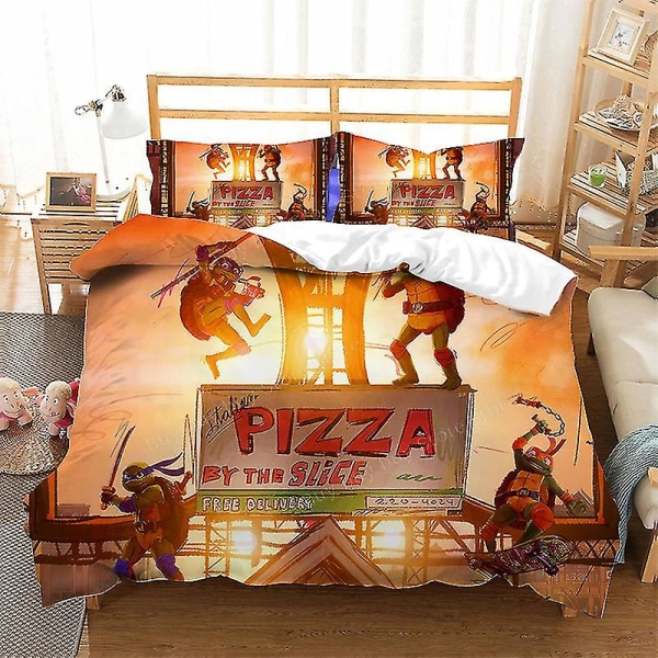 2023 Teenage Mutant Ninja Turtles Nya film Sängkläder Set Påslakan Örngott Set Barn Anime Rum Decor Cartoon Täcke Överdrag Present T-04 AU Single-140x210cm