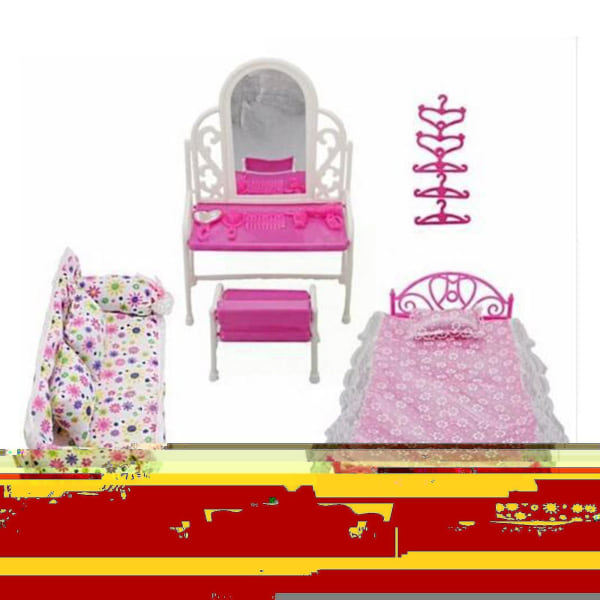 3st Set Möbel Docksäng Sminkbord Sofftillbehör Modernt Bord Kylskåp Garderob För Barbie Möbler Matsal Hem T Z0p6