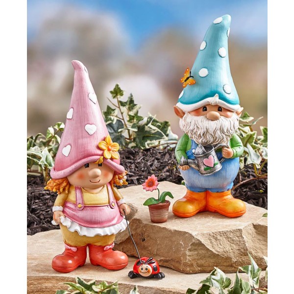 Garden Gnome Friend Garden Gnome Kastelu kukka Patsas Puutarhan koristelu Koriste Hartsi käsityöt (nainen)