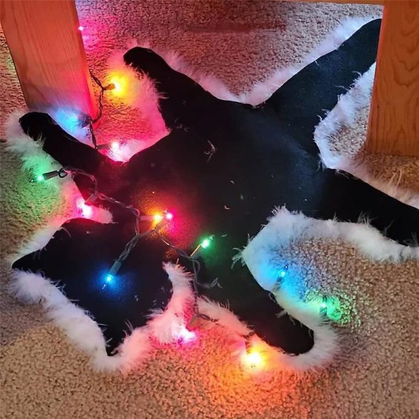 Hauska jouluvalo paistettu kissamatto, paistettu kissa, led-valot koristelu lattialle Bethanyn paistettu pussycat mattokoristelu Coloured light