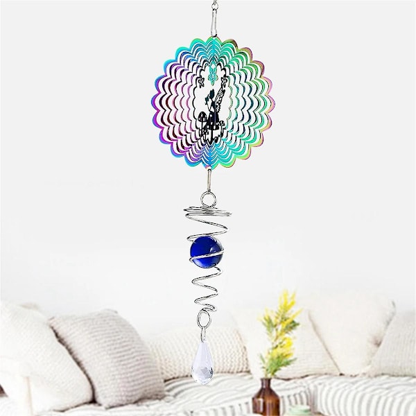 Fairy Kinetic Gradient Farve Vind Spinner Skulptur 3D Vindspil Sol Fanger Gazing Ball Spiral Hale Stabilisator As Shown